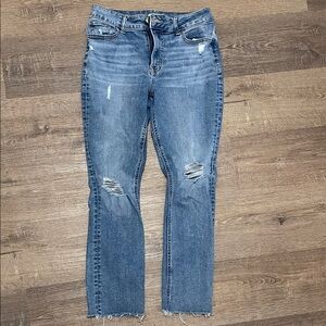 M Jeans distressed straight leg cropped jeans